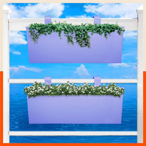 LEA Hanging Metal Pot Holders / Planters for Home / Balcony / Garden | Lavender - Set of 2